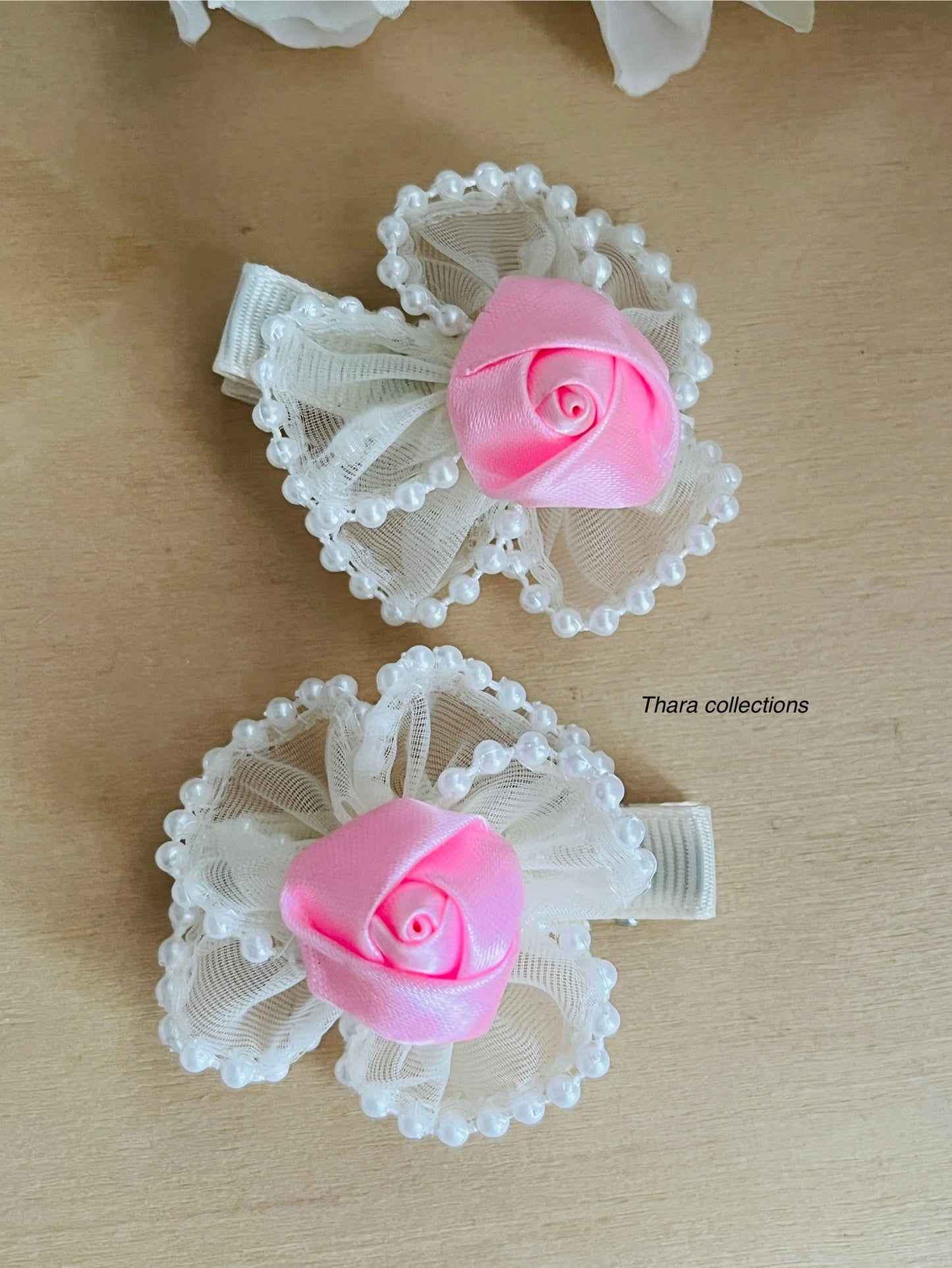 Rose Bow Hair Clips