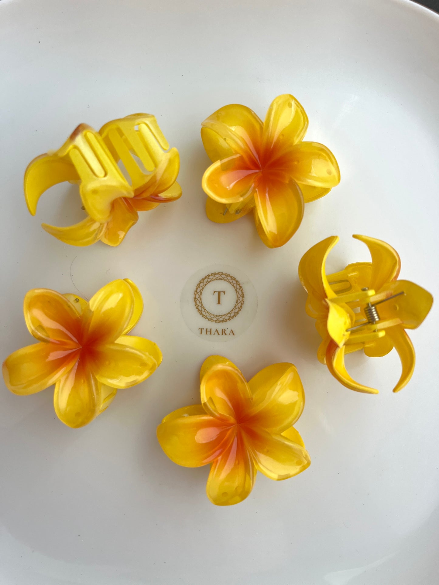 Medium Plumeria Flower Hair Claw Clips
