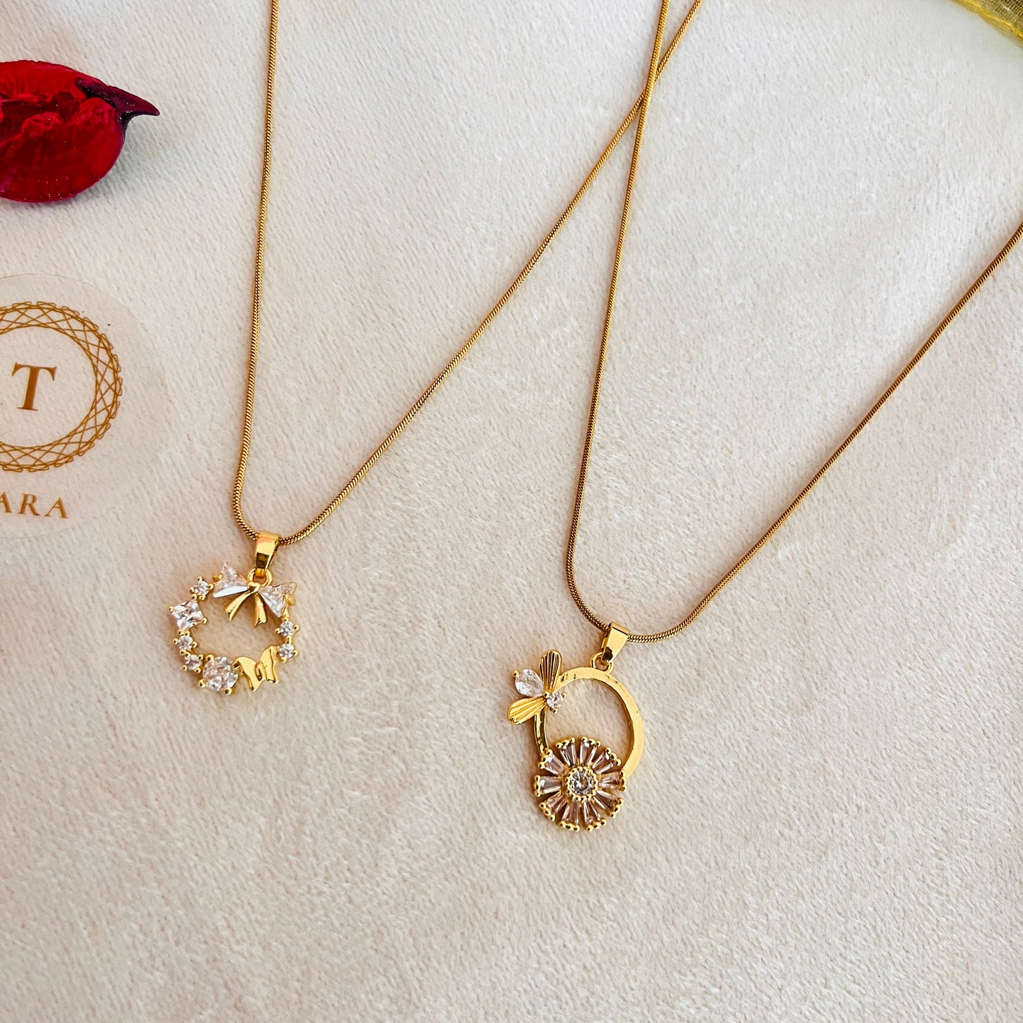 Elegant Zircon Stone Butterfly Pendant Antitarnish Chain