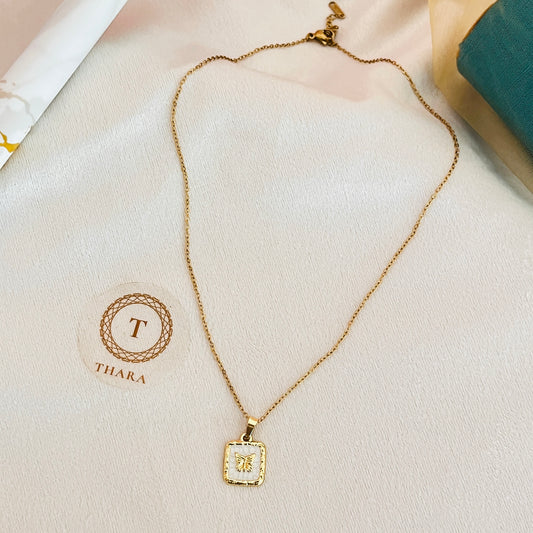 Minimal Butterfly Enamel Pendant Chain