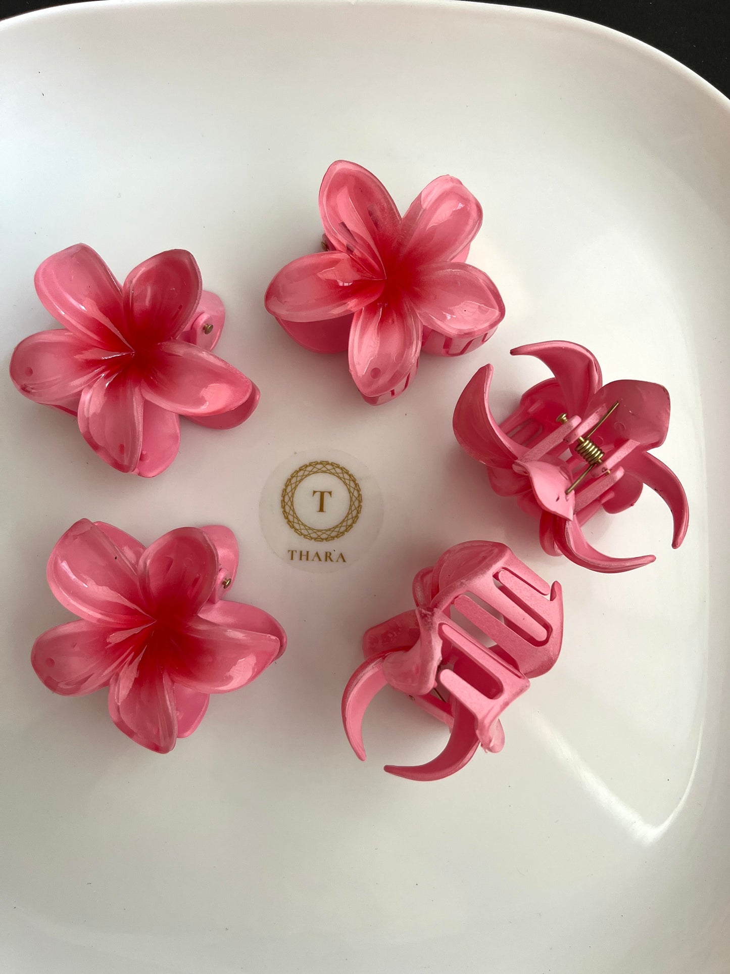 Medium Plumeria Flower Hair Claw Clips