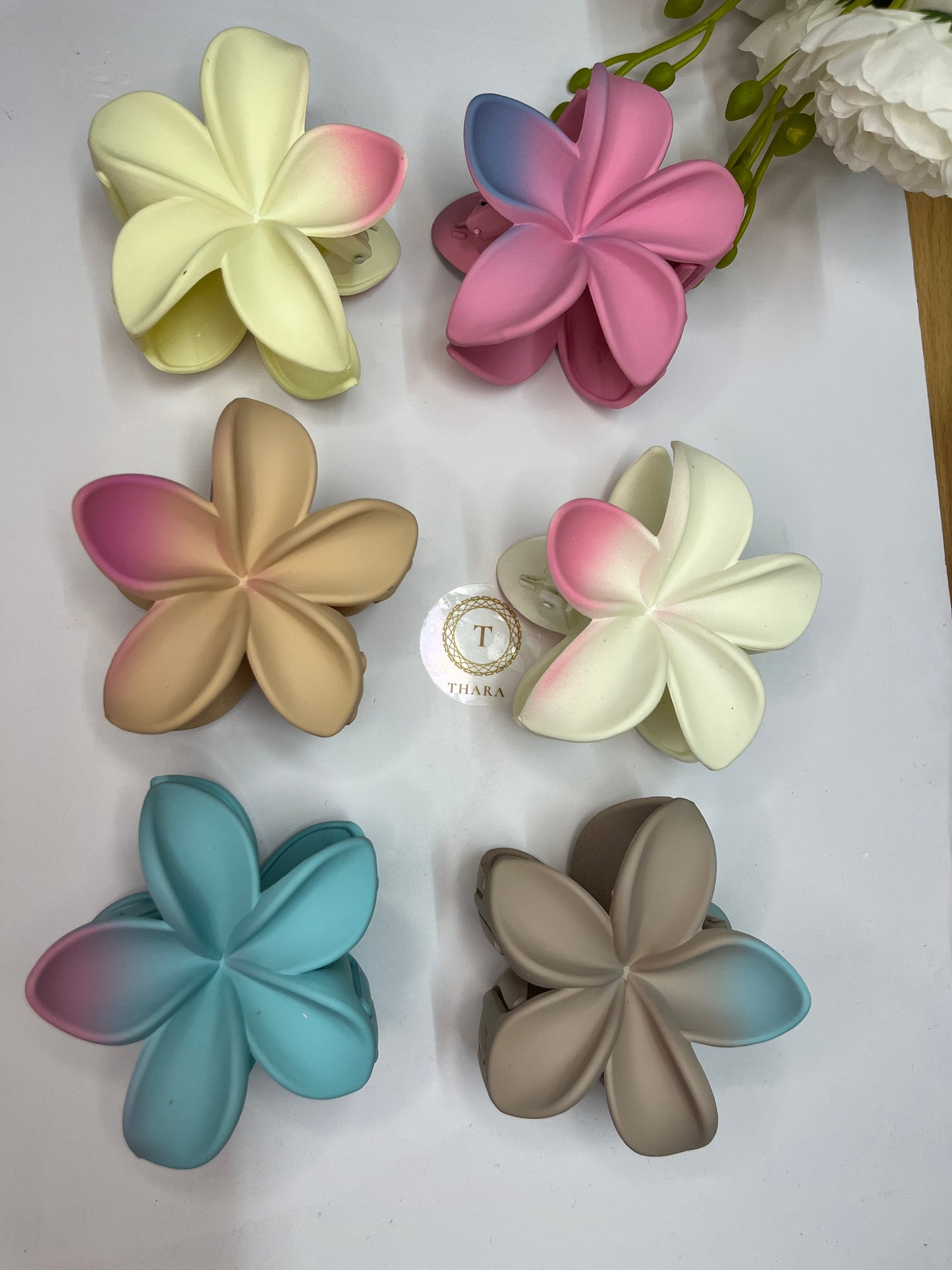 Dual Shade Matte Finish Floral Hair ClawClip - Big Size