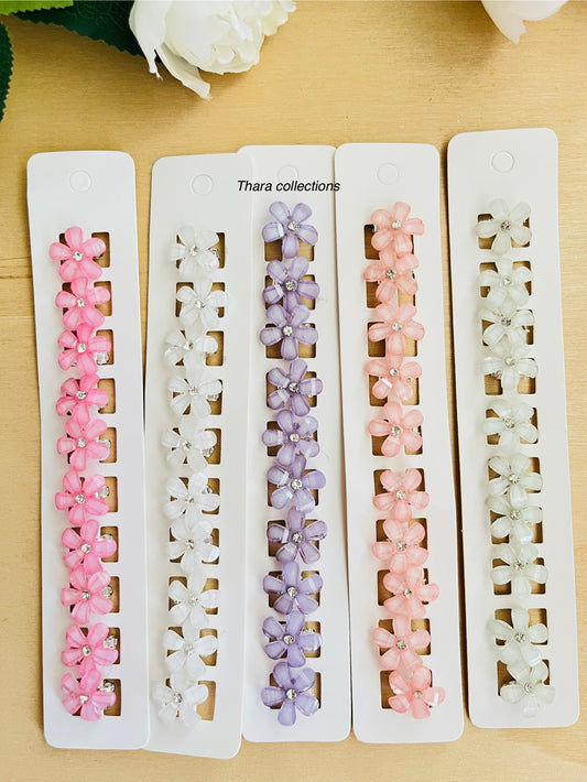 Crystal Bloom Mini Hair Clips – Set of 10