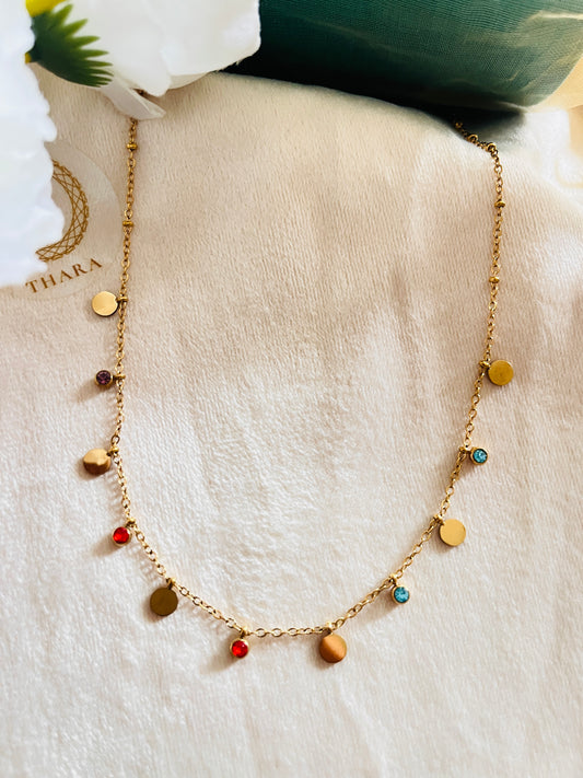 Antitarnish multicolor Round charm Necklace