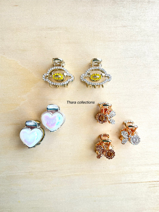 Elegant Mini Hair Claw Set – Evil Eye, Heart & Butterfly Designs