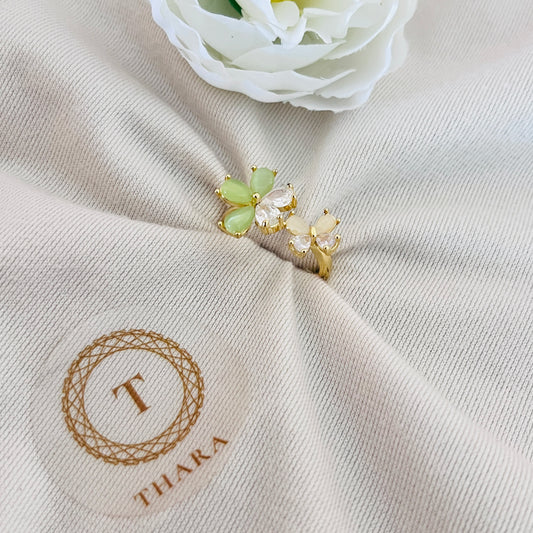 Pista Green Floral Antitarnish Rings