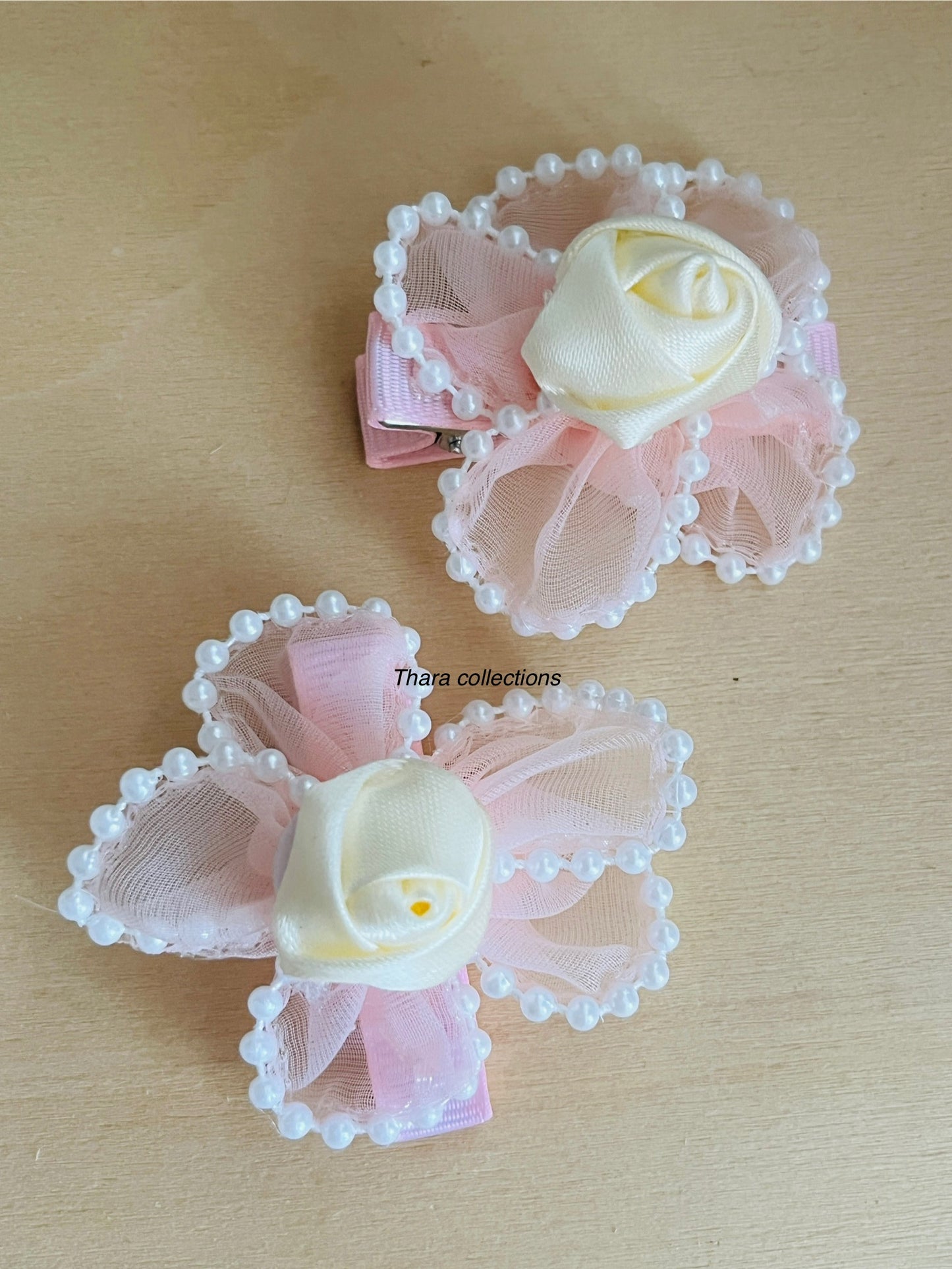 Rose Bow Hair Clips