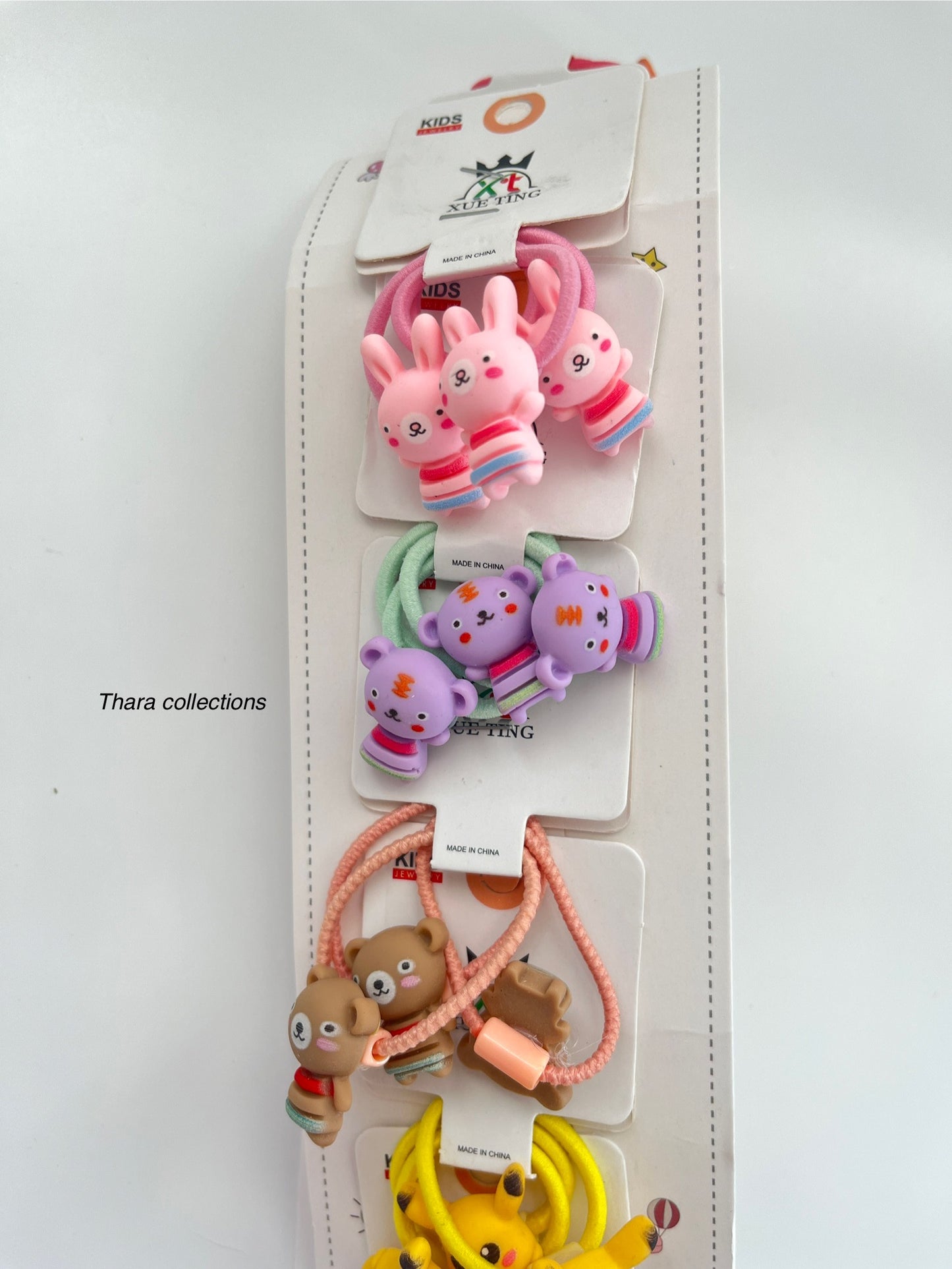 Cute Animal Character Hair Ties – Kids Elastic Bands (Set of 3)