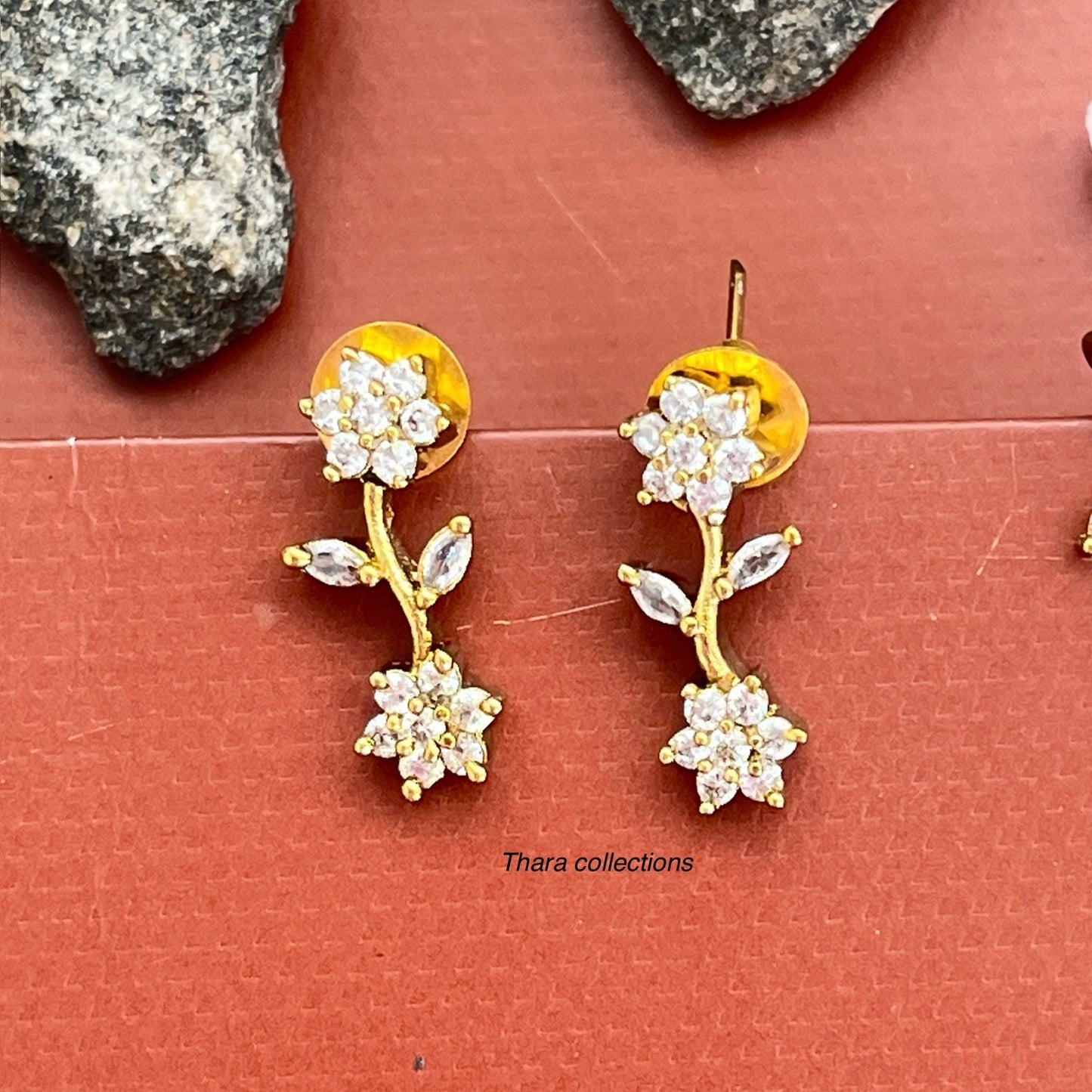 Delicate Floral Vine CZ Necklace & Earring Set
