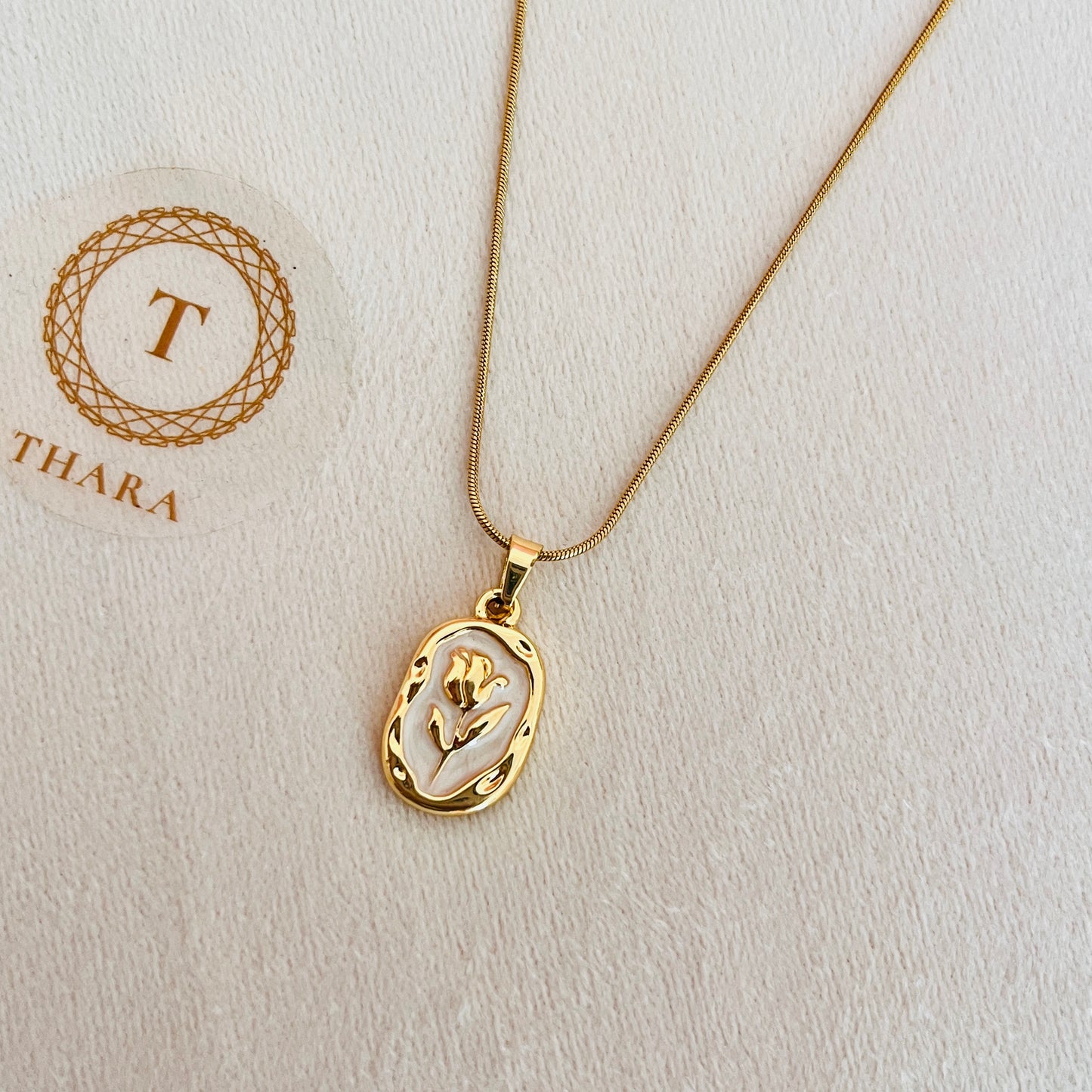 Dainty Rose Enamel Pendant Chain