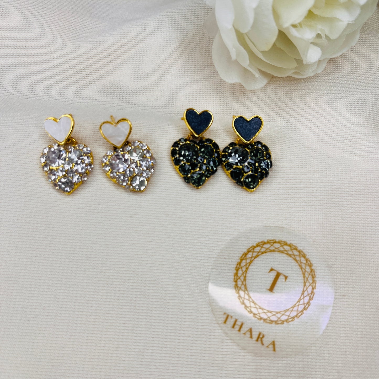 Heart Drop Earrings - Golden