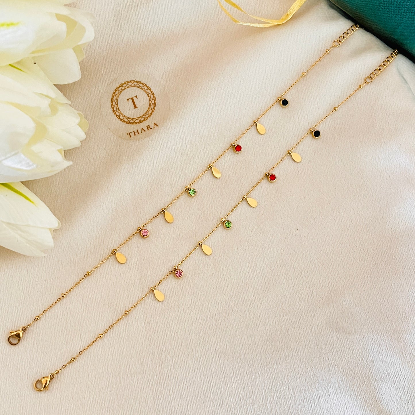 Dainty Drops Charm – Adjustable Minimal Anklet
