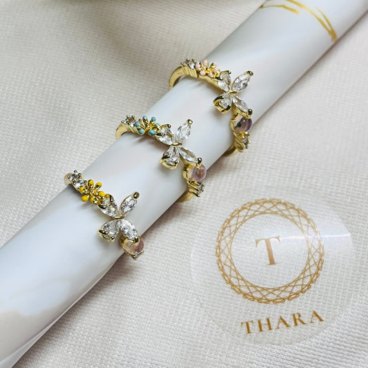 Butterfly Floral Enamel Antitarnish Rings