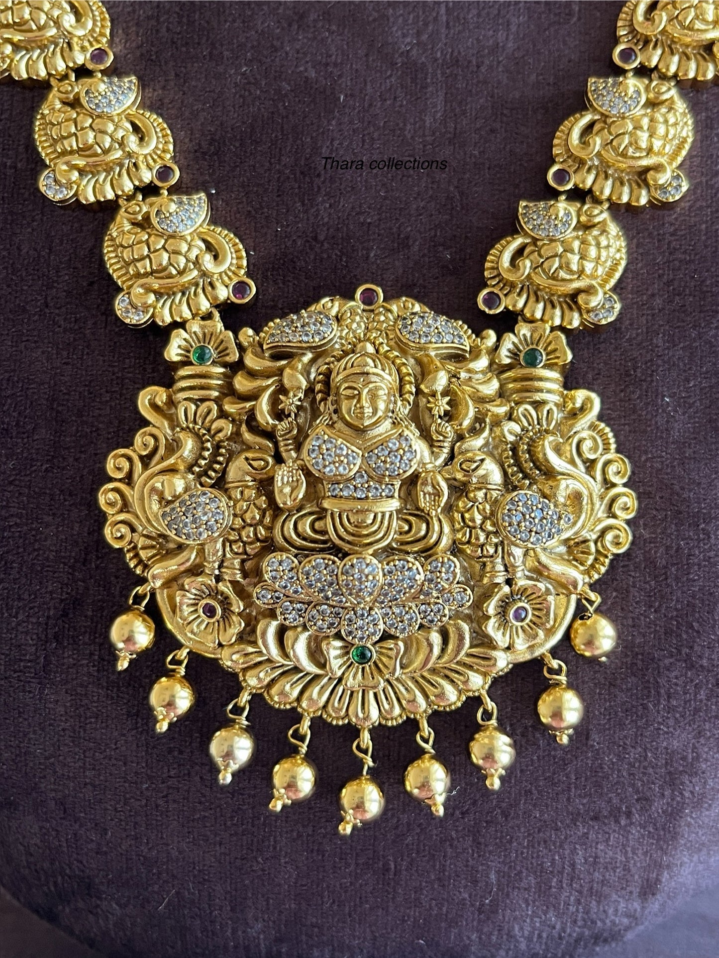 Peacock Motif Temple Necklace