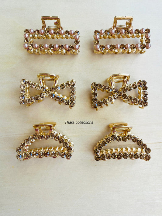 Crystal & Pearl Hair Claw Set – Chic & Versatile Designs