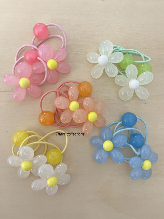 Floral Bubble Hair Ties – Set of 2