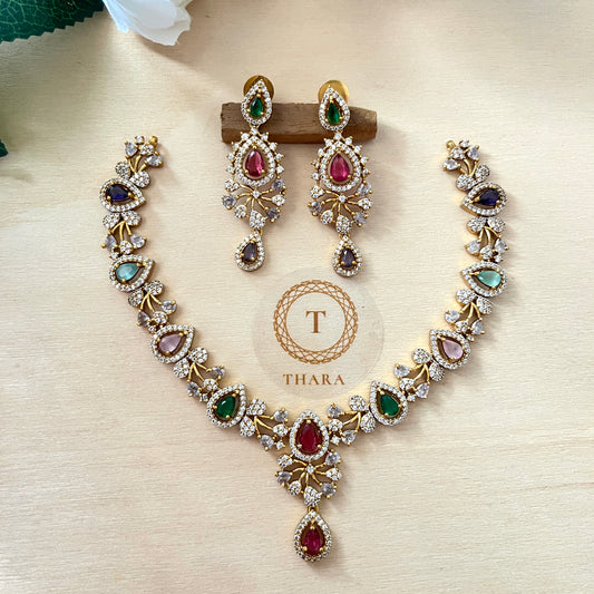 Multi-Stone Designer AD Necklace Set