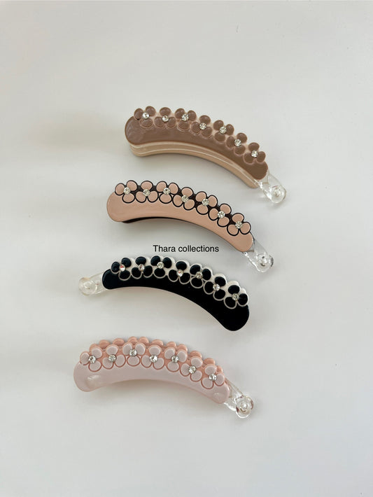 Korean Style Floral Banana Clip