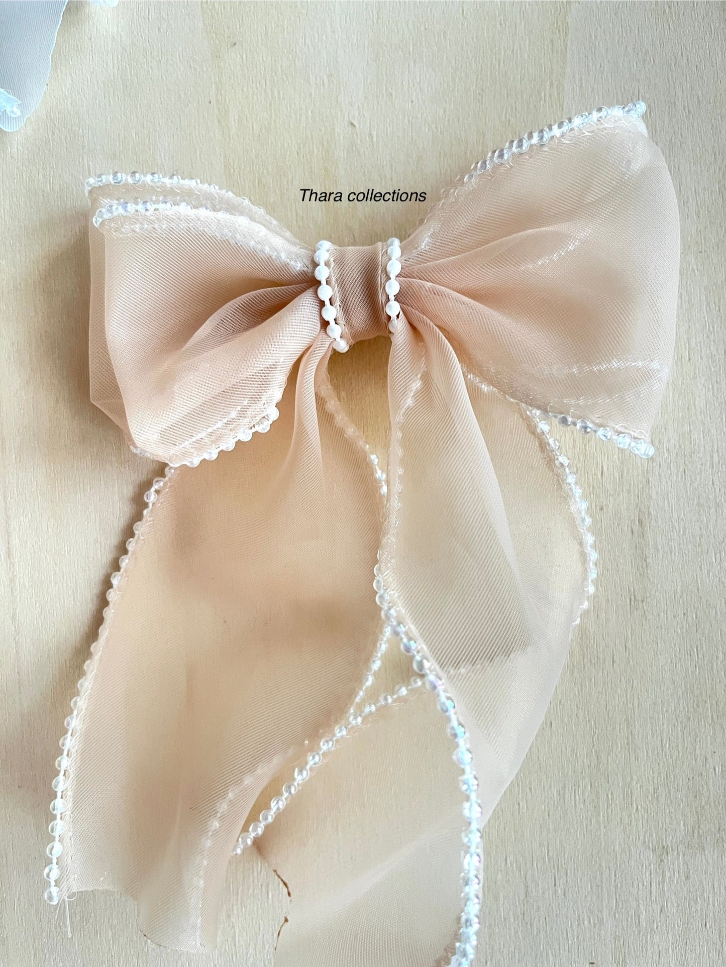 Pearl-Edged Chiffon Bow Clip – Multipurpose Elegant