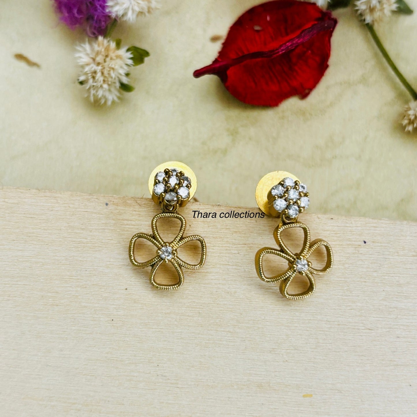 Golden Bloom Zirconia Floral Necklace Set