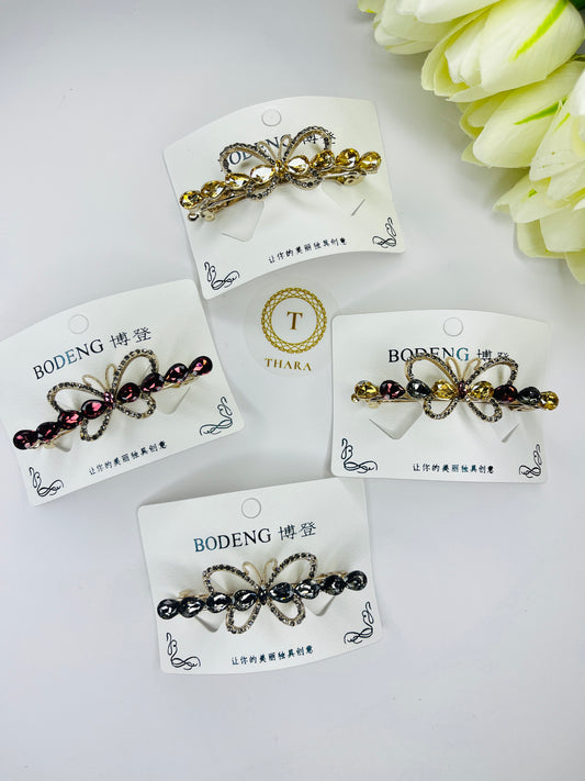 Gemstone center Butterfly Clip
