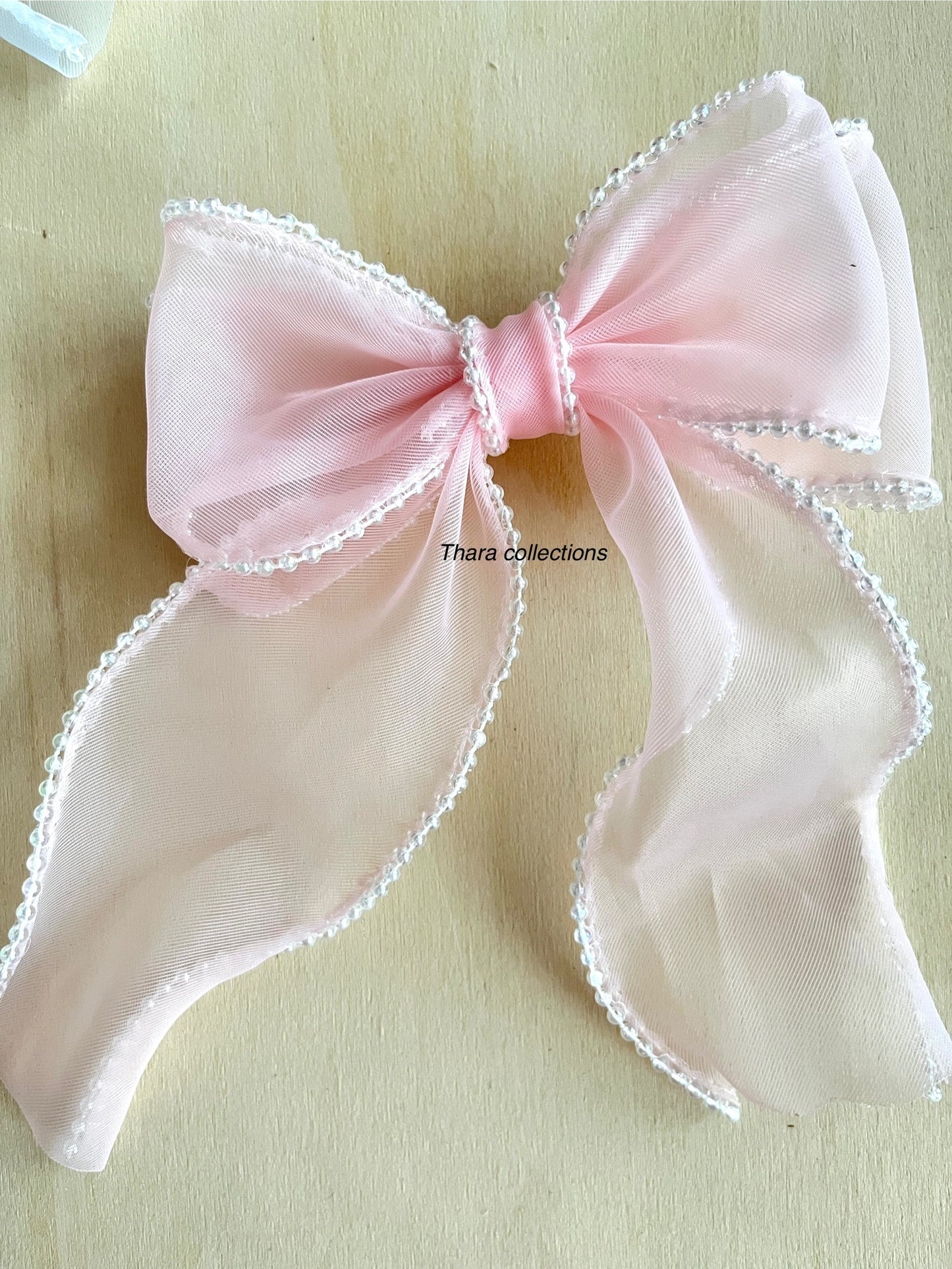 Pearl-Edged Chiffon Bow Clip – Multipurpose Elegant