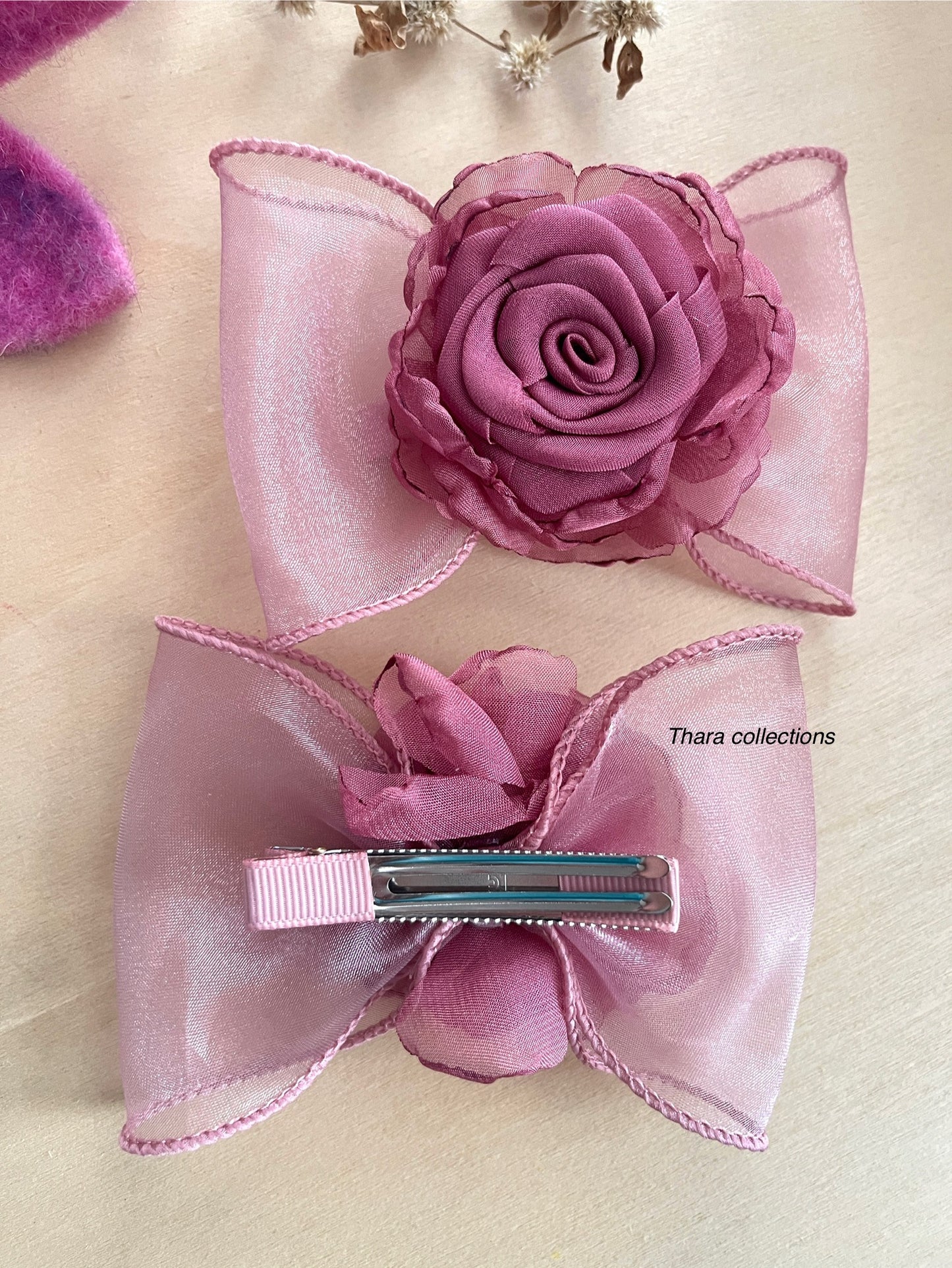 Elegant Rose Charm Hair Bows