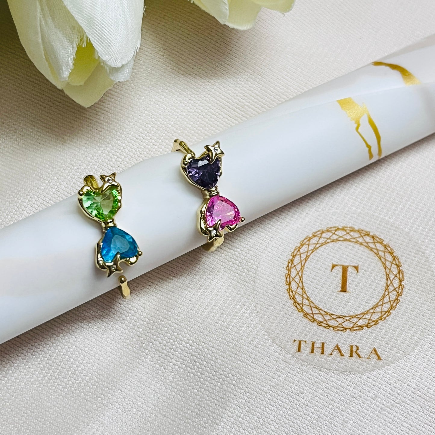 Bow Dual Heart Antitarnish Ring