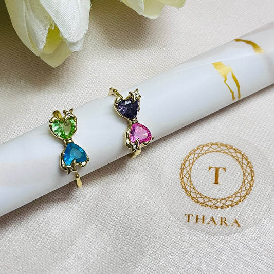 Bow Dual Heart Antitarnish Ring