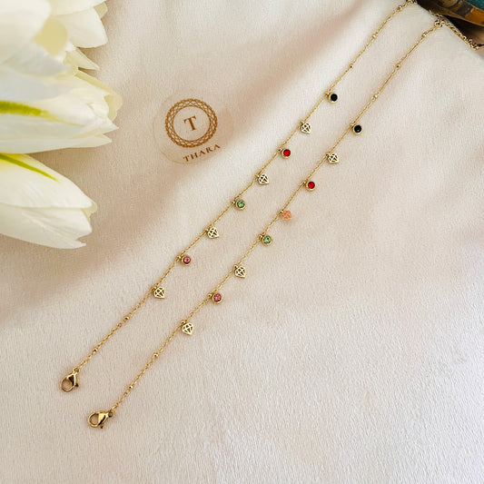 Diamond Charm Anklet - Adjustable Size