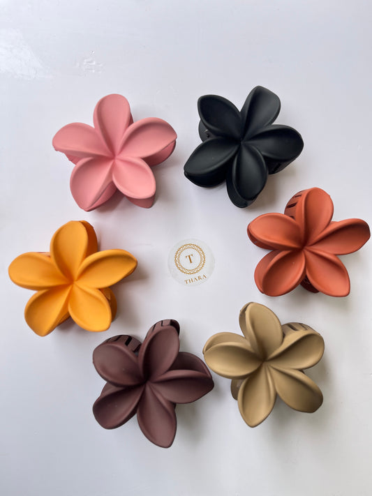 Matte Flower Hair Claw Clips – Bold & Neutral Big Size