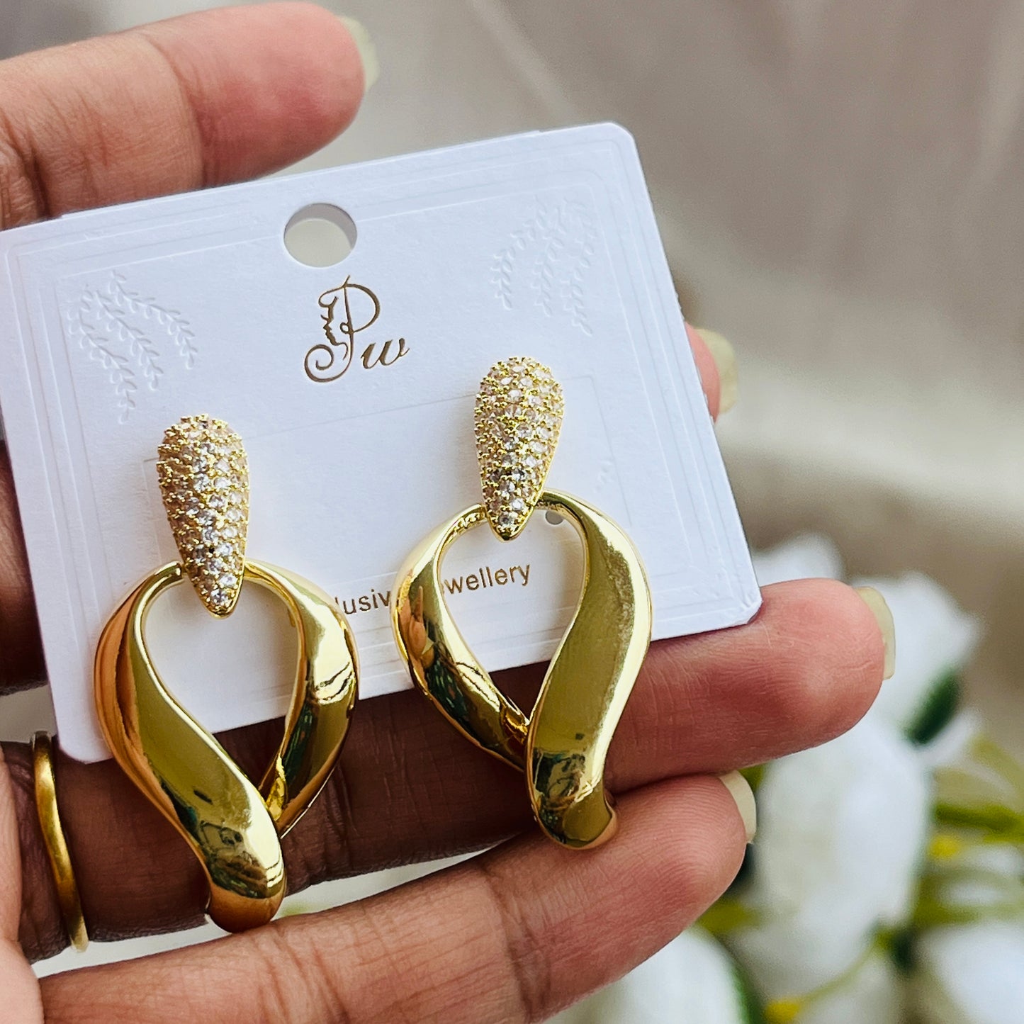 Twisted Gold Statement Drop Earrings