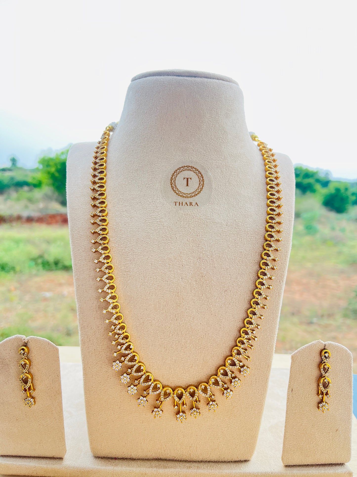 Gold-Plated Designer Floral Short Necklace Set