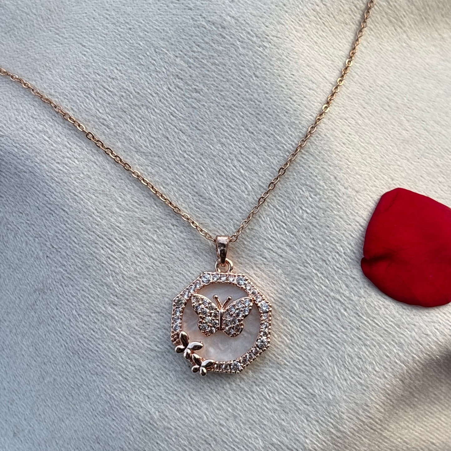 Kiyu Ziyu Butterfly Pendant Rose Gold Chain - Exclusive Collection