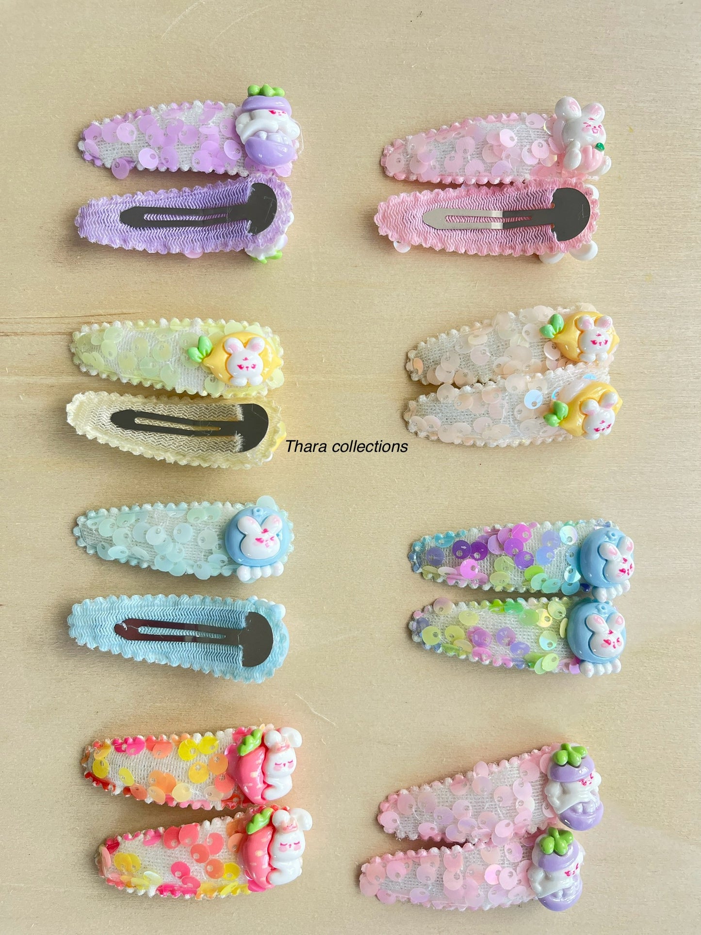 Sparkly Sequin Bunny & Bear Hair Clips – Set of 2