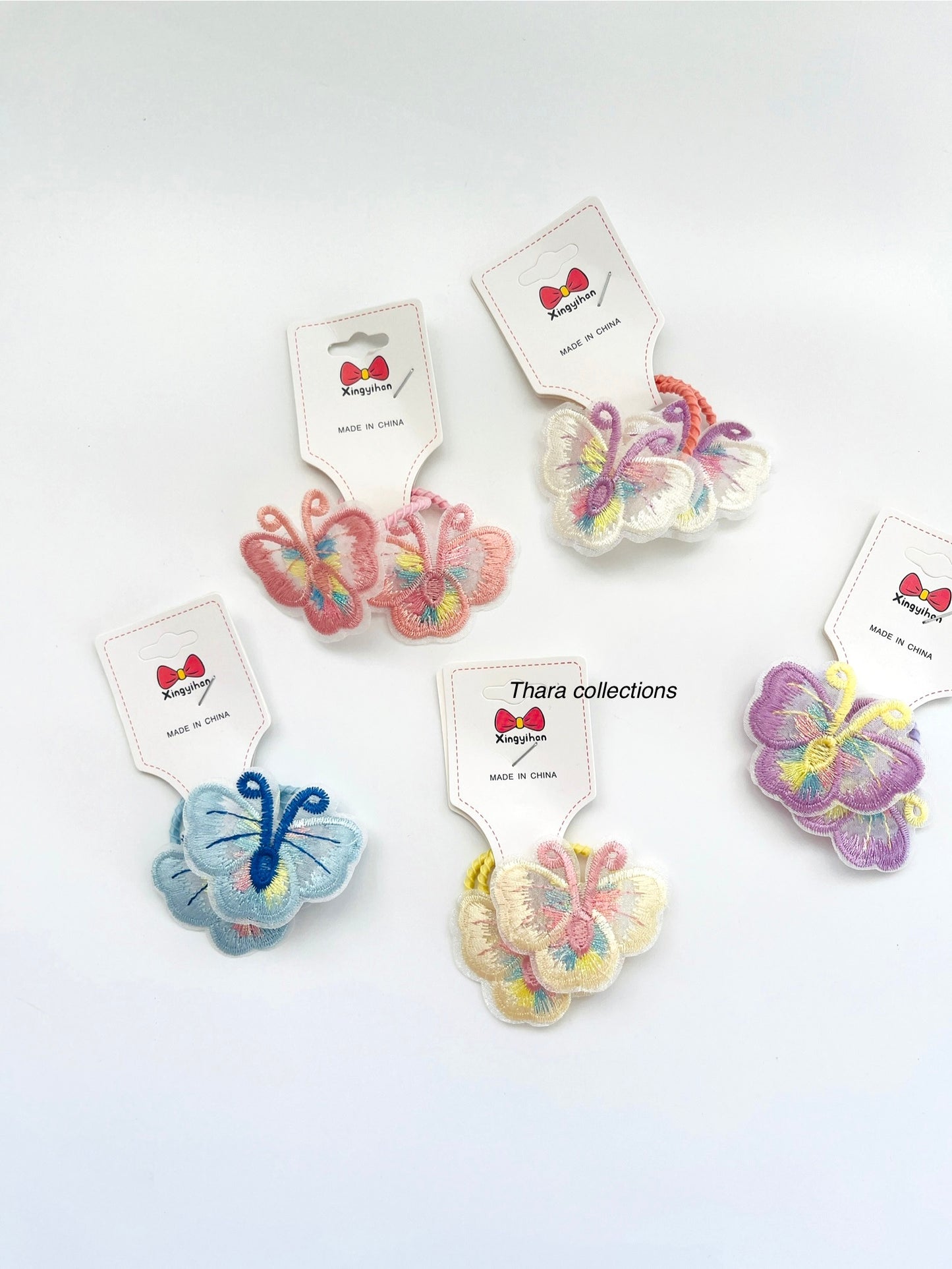 Embroidered Butterfly Hair Ties – Set of 2