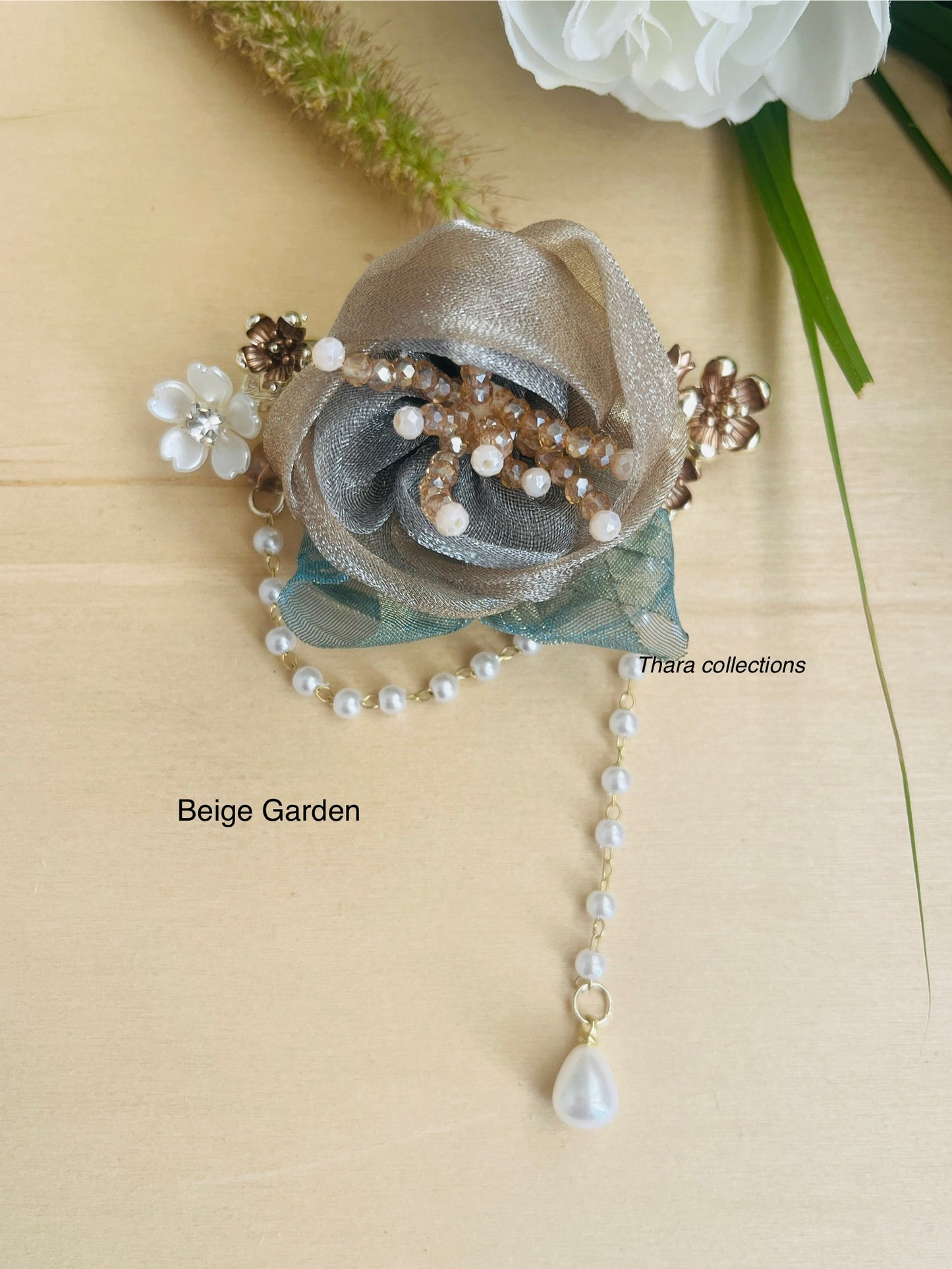 Pearl Rose Hair Clip