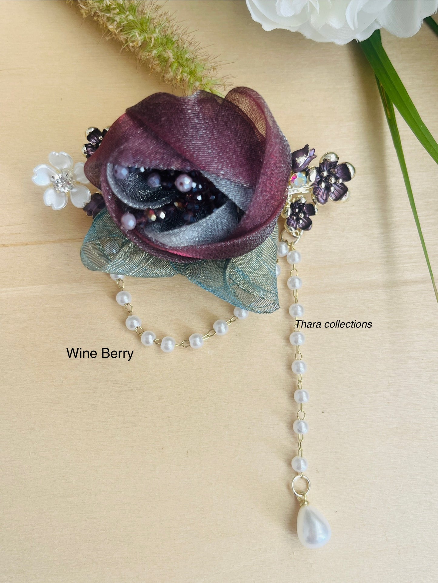 Pearl Rose Hair Clip