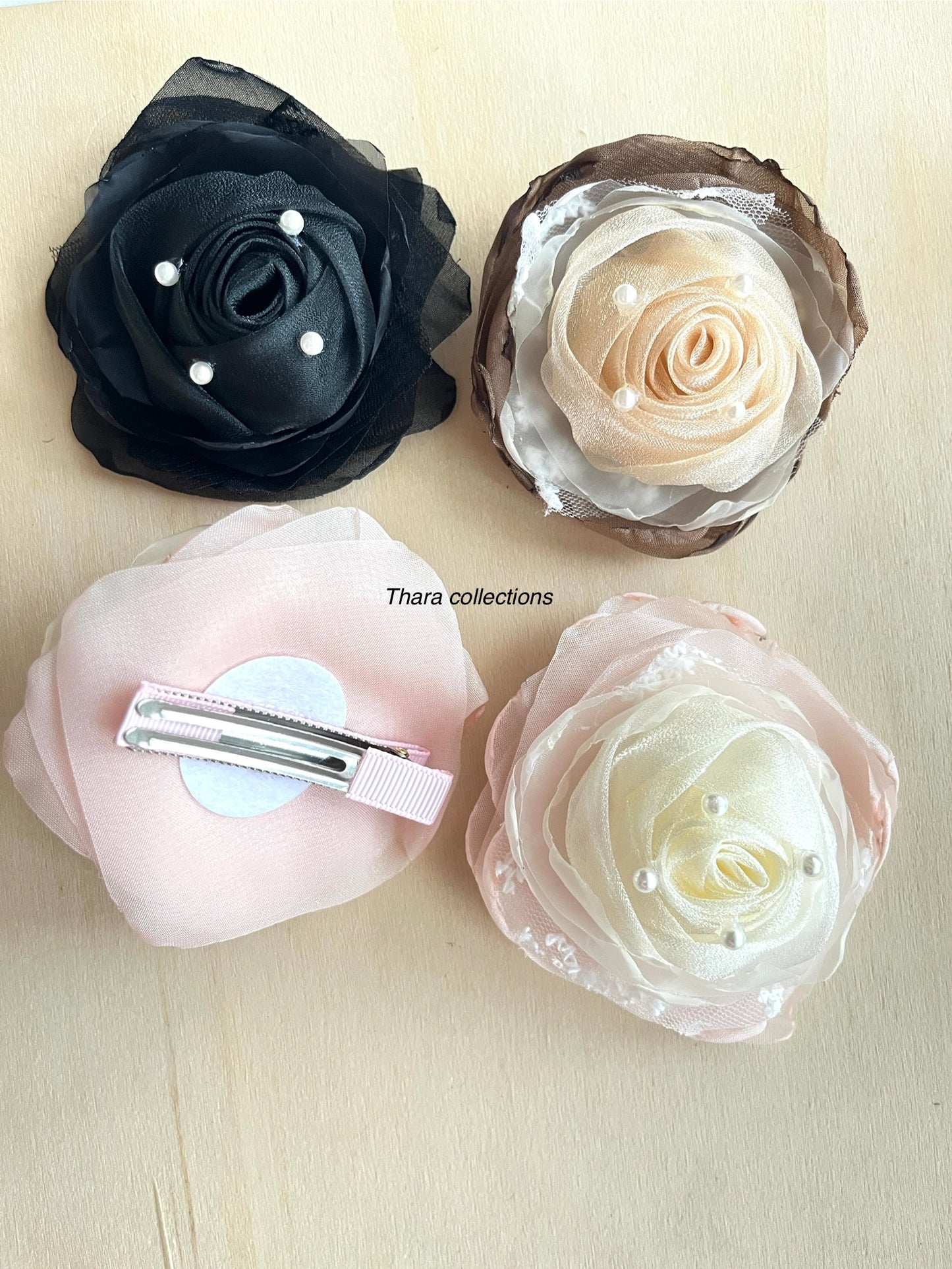 Elegant Pearl Rose Hair Clips