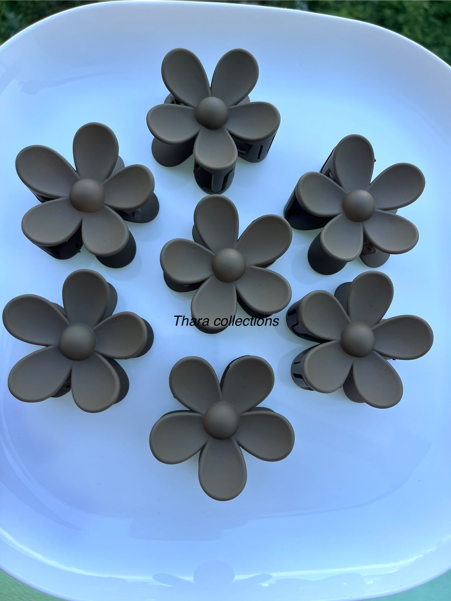 Matte Neutral Flower Hair Claw Clips