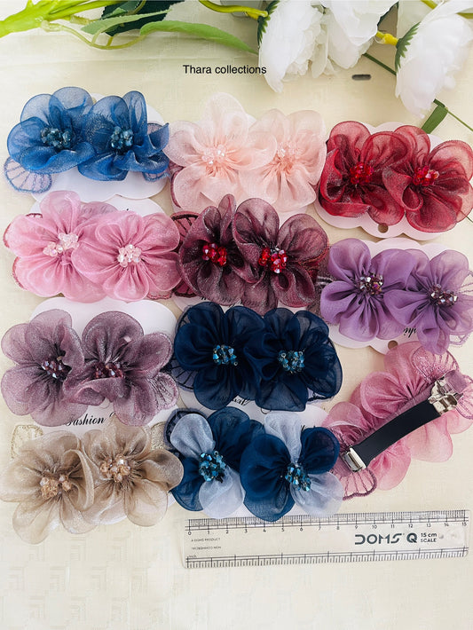 Bloom & Shine – Dual Flower Center Hair Clip