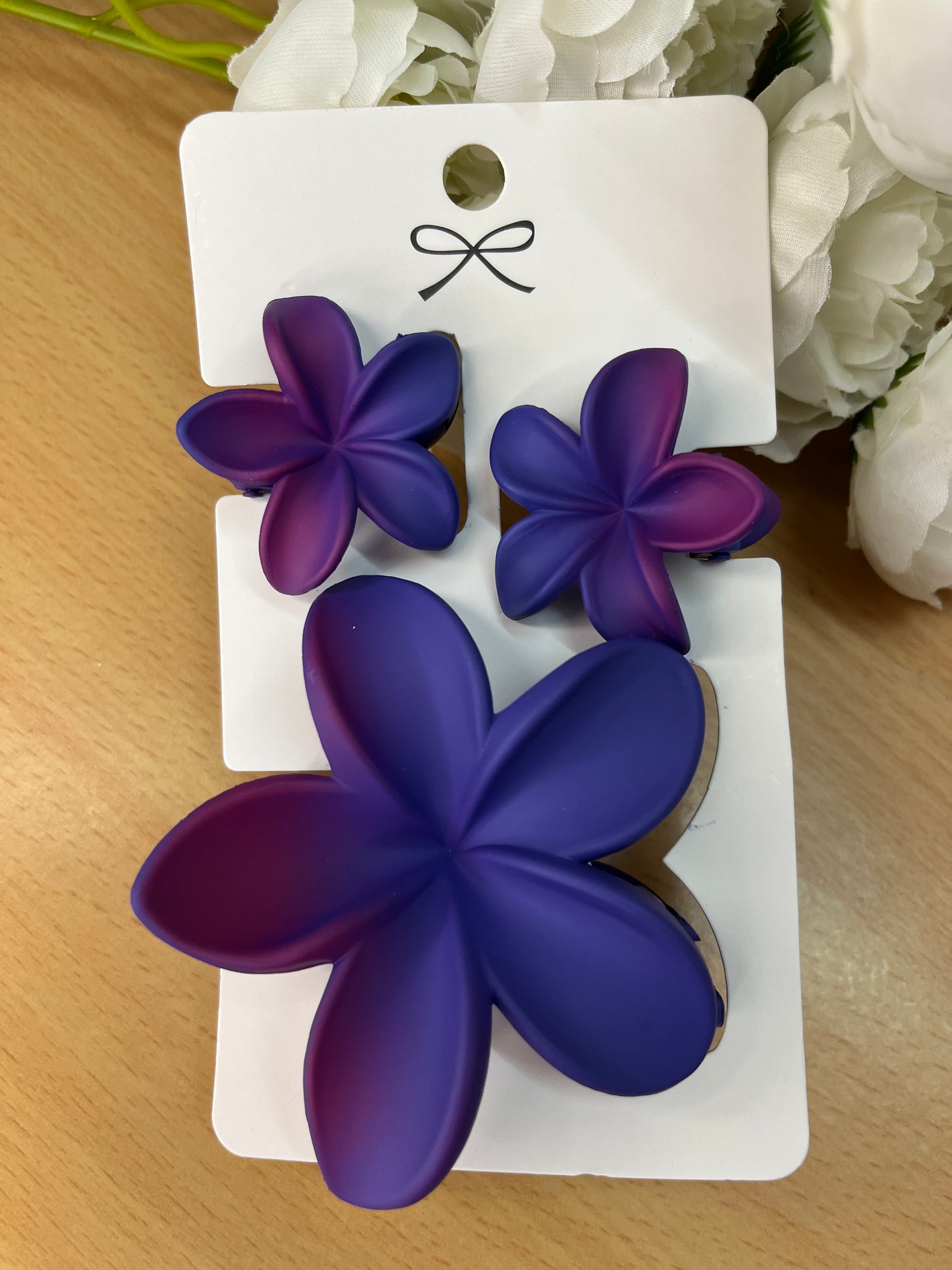 Matte Finish Hawaiian Floral Hair Clips – Set of 3