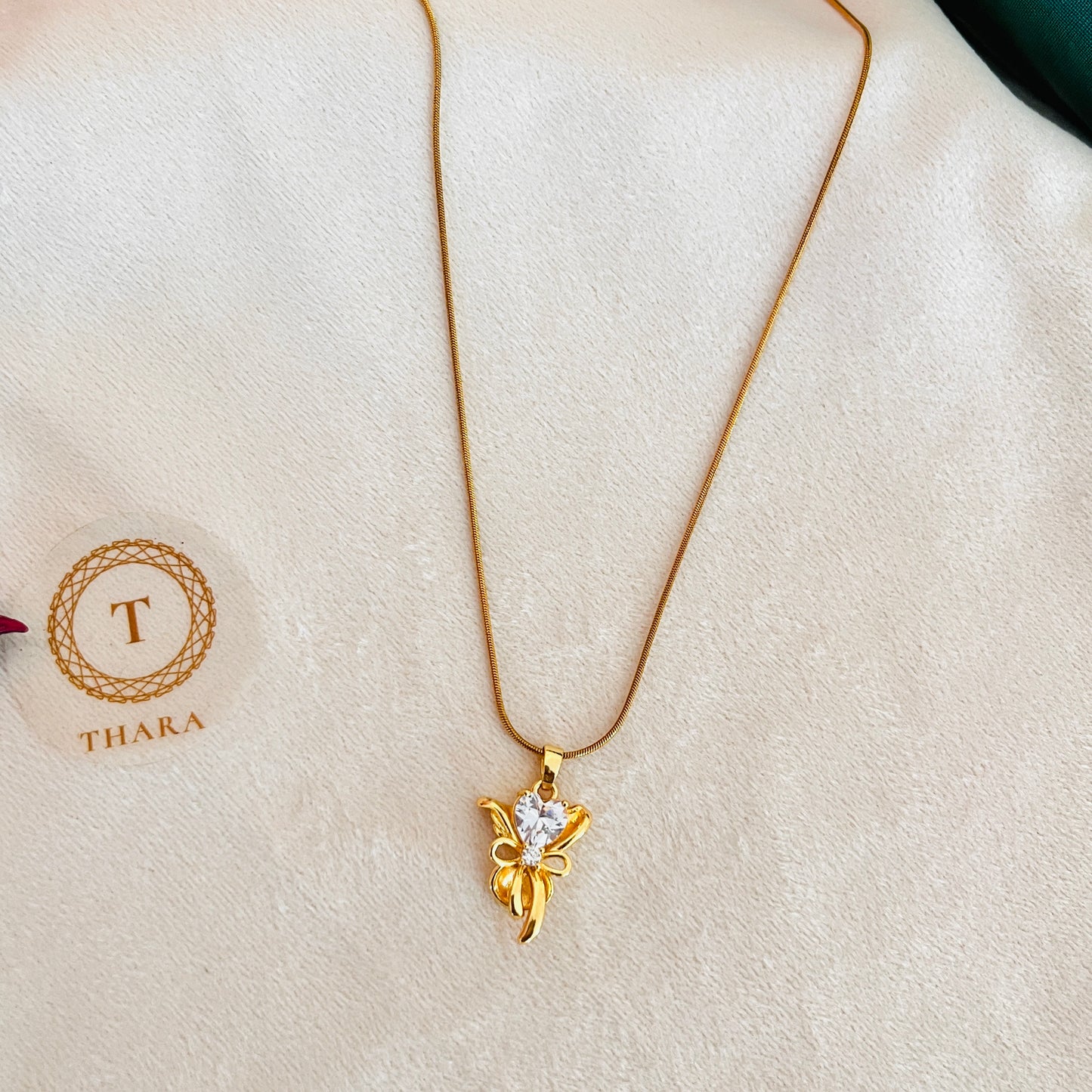 Sparkling Zircon Heart Pendant Antitarnish Chain