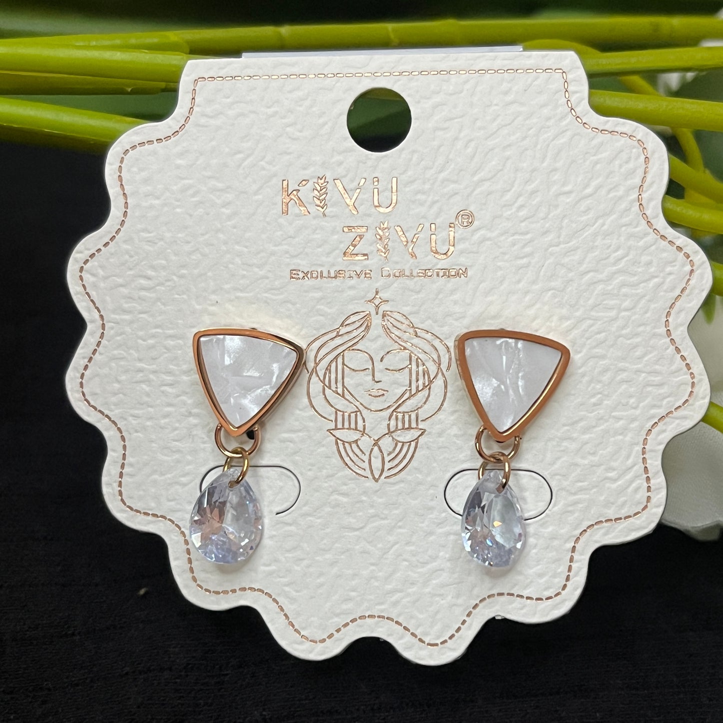 Minimal Triangle Drop Rose Gold Earrings