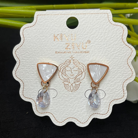 Minimal Triangle Drop Rose Gold Earrings