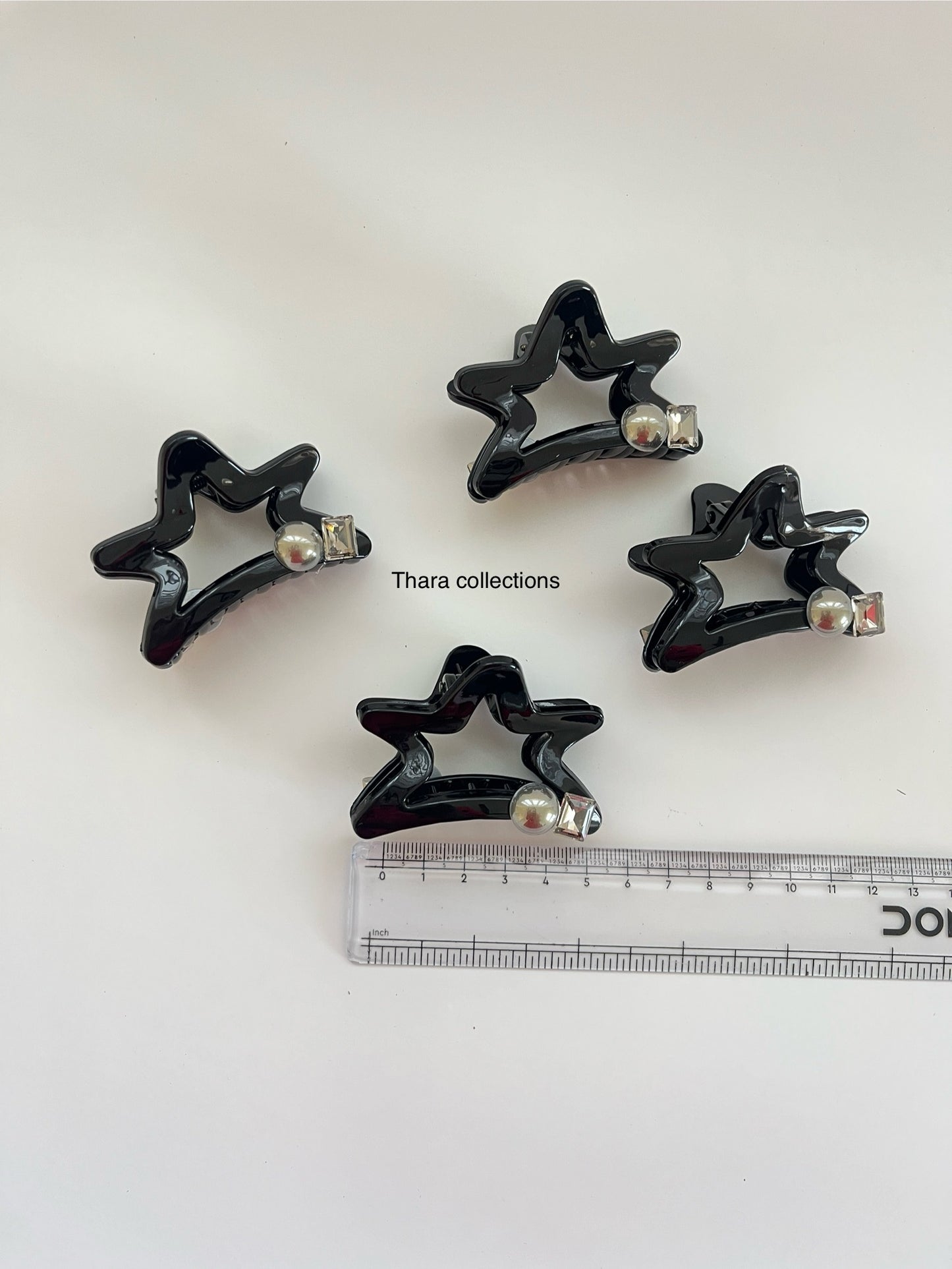 Celestial Star Hair Claw Clip – Black Glossy Finish