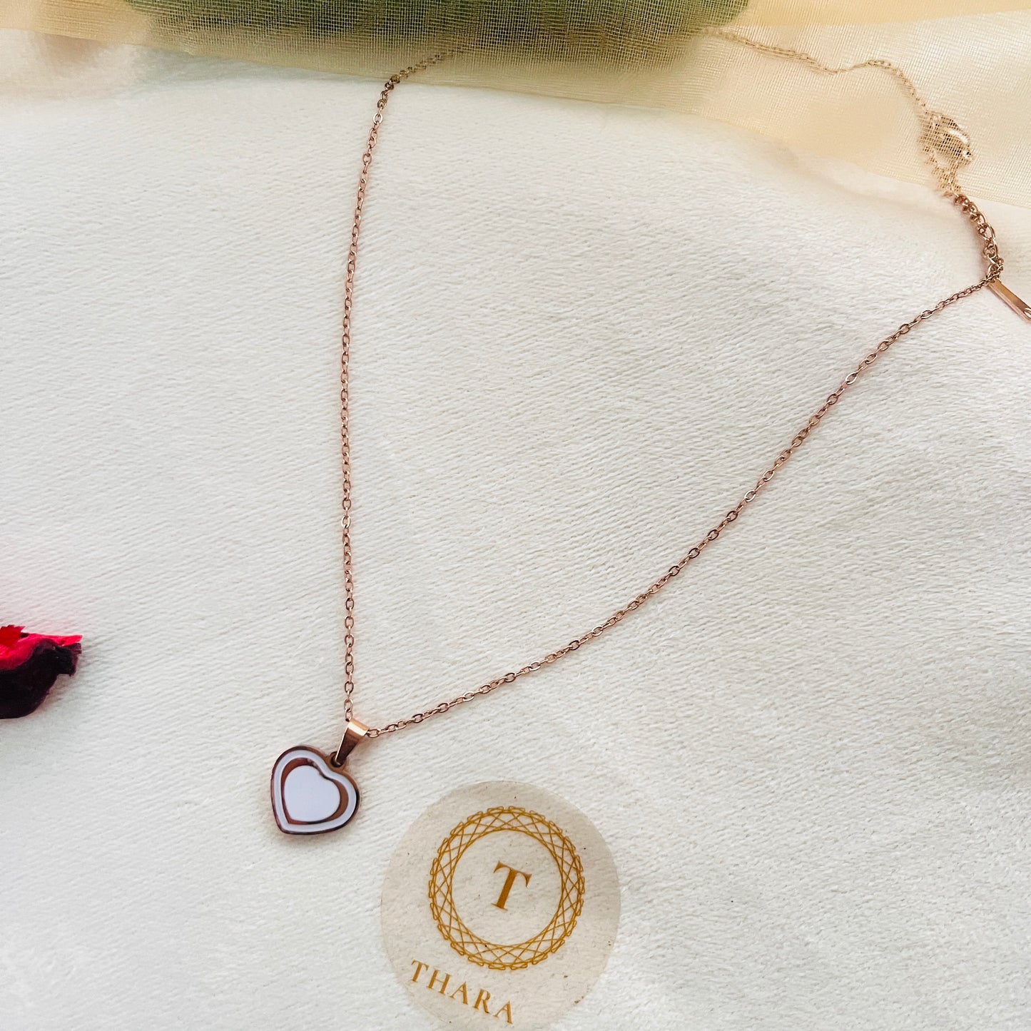 Dual side Pendant RoseGold Chain - Heart 3