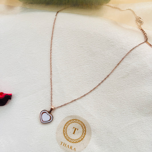 Dual side Pendant RoseGold Chain - Heart 3