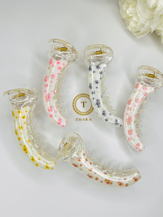 Floral printed Banana HairClip