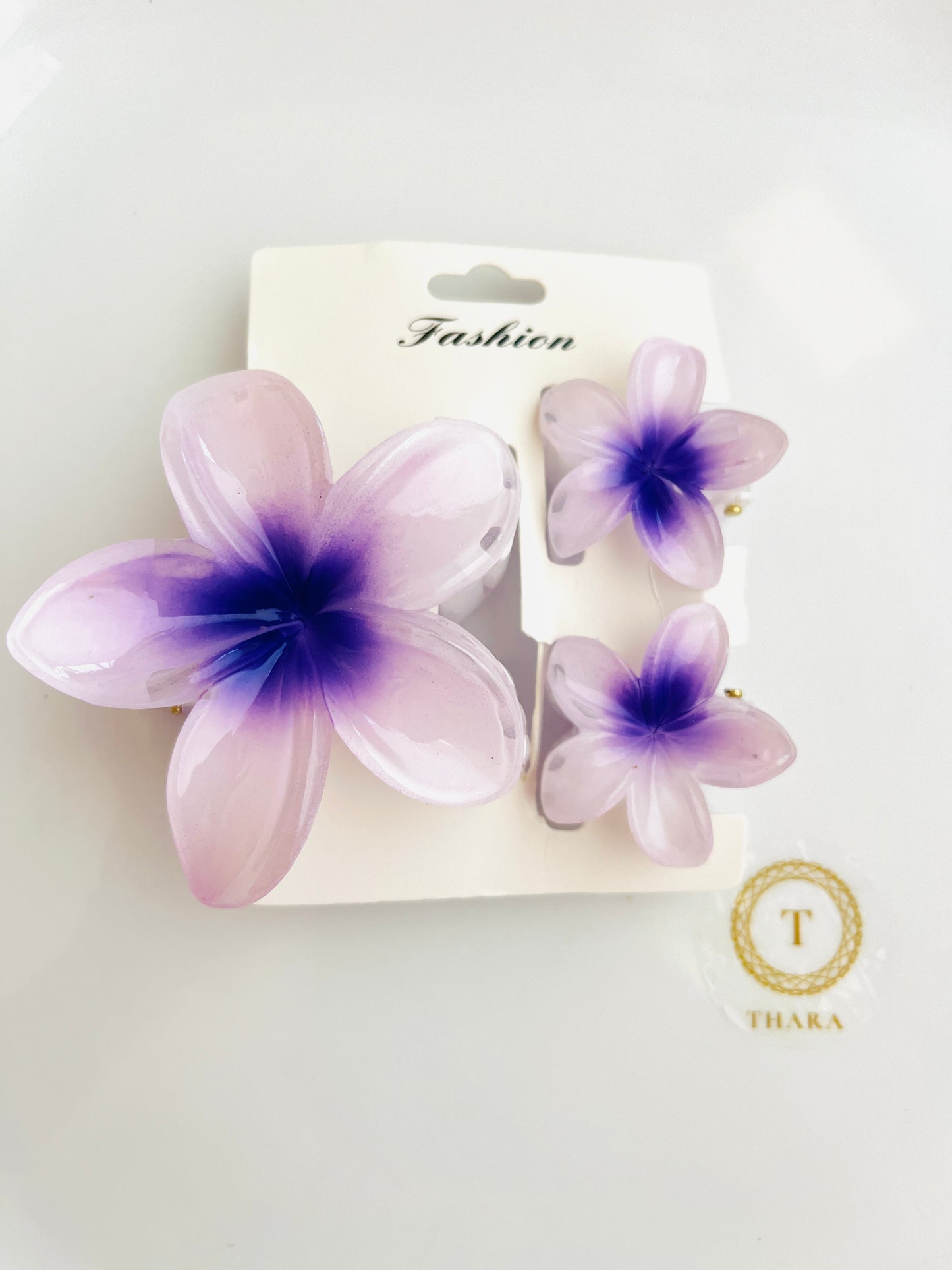 Glossy Hawaiian Floral Hair Clips – Set of 3